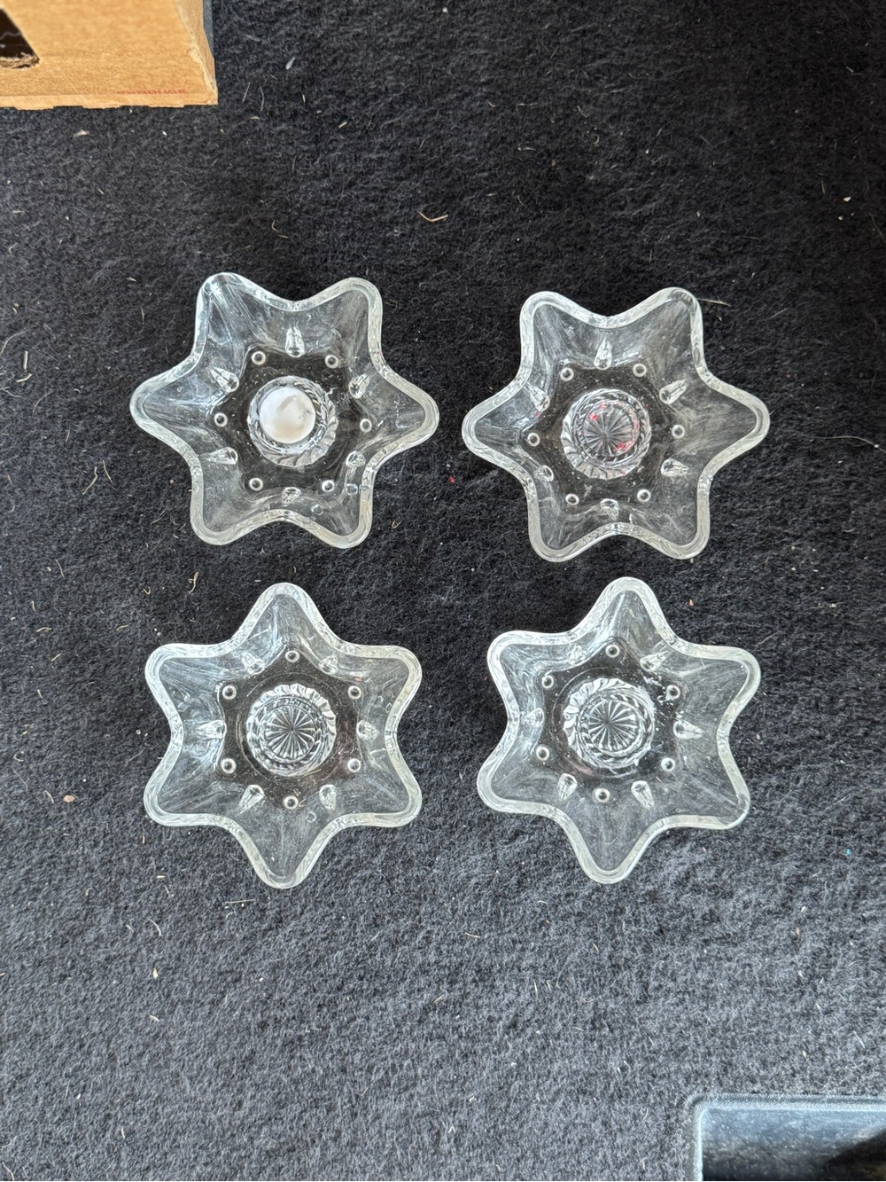 Clear Star-Shaped Glass Candle Holders - Set of 4